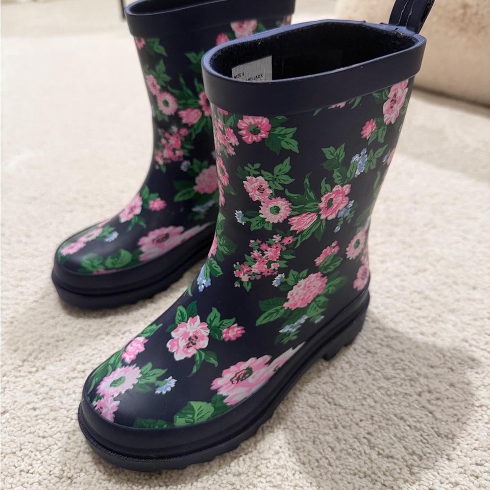 Janie and Jack Navy Floral Boots
